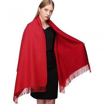 RIIQIICHY Cachemira Invierno Reversible Bufanda Pashmina Chal Mantón para Mujeres Más Grueso Cálida Grande Larga Borgoña y rojo