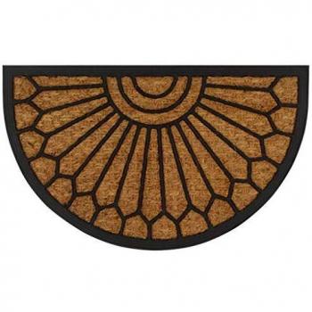 Felpudo de fibra de coco y goma semicircular 45x75 cm