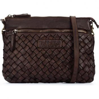 Bolso Bandolera Pikolinos Faura de Piel en Color Marrón Oscuro
