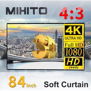 Pantalla Suave para Proyector MIXITO 84 Pulgadas HD 4:3 Plegable y Portátil, Antiarrugas, Ideal para Uso en Casa