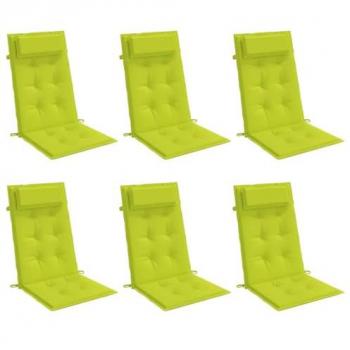 Cojines de silla respaldo alto 6 uds tela Oxford verde brillo