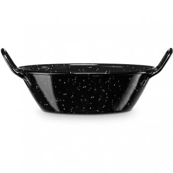 Paellera Honda Briebe Levante 36cm Acero Esmaltado 7L Apta Inducción, Vitrocerámica, Gas y Horno Negra