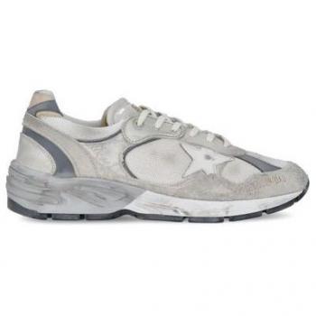 Golden Goose Men's Dad-Star Distressed White/Grey Sneakers, Size 42, GMF00199F002156