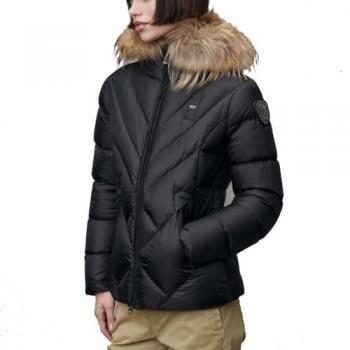 Blauer Women's Alicia Black Down Jacket with Removable Fur, Size XS