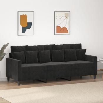 vidaXL 3-Seater Black Velvet Sofa 180 cm