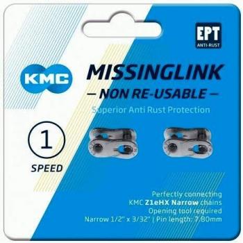 KMC - Enganches de Cadena Z1EHX 1/2x1/8 Plata (2 piezas)