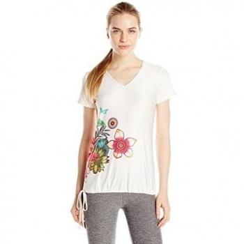 Desigual - Camiseta de mujer TS de CD V Neck t, primavera/verano, mujer, color Azul - beige, tamaño S