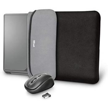 Trust Yvo - Juego 2 en 1: Funda para portátil Reversible y ratón inalámbrico, Color Negro