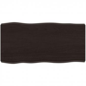 Tablero de mesa madera tratada roble borde natural marrón oscuro 80x40x(2-6)cm
