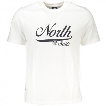 North Sails White Cotton T-Shirt - 3XL, Male, Short Sleeve, Logo Print