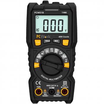 Multímetro Digital True RMS 4000 Cuentas 600V CA/CC 10A Resistencia 40mΩ PCWork PCW01B