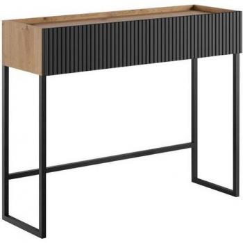 Consola Lunole 103, Roble Artisan y Negro, 80x100x32cm con Cajones