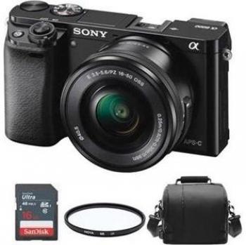 Cámara Sony A6000 Negra Kit con Objetivo SEL 16-50mm F3.5-5.6 OSS, Batería NP-FW50, Bolsa y Tarjeta SD de 16GB