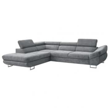 Sofá cama esquinero izquierdo de tela texturizada gris DALIAS