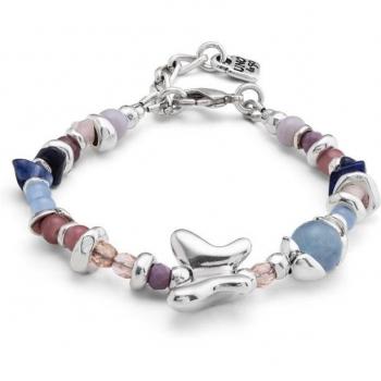 UNO de 50 Silver-Plated Metamorphosis Bracelet with Multicolor Crystals and Butterfly Motif