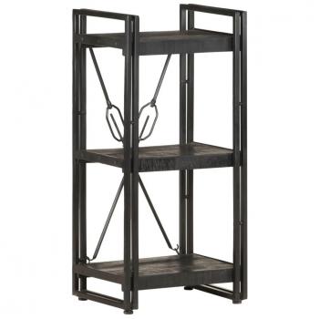 Estantería de 3 niveles de madera maciza de mango negro