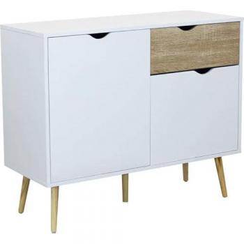 Credenza Móvil Elegante Theodore de Madera con 1 Cajón y 2 Puertas para Interior de Dormitorio o Salón