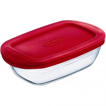 Recipiente Rectangular de Vidrio 0,4L con Tapa a Presión y Junta de Silicona - OCUISINE Cook&Store, 17x10x5CM, Resistente y Saludable, Garantía