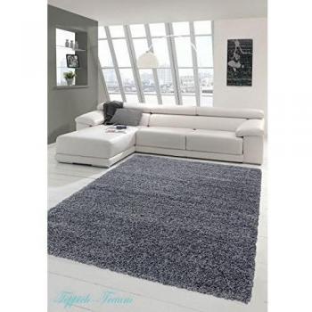 Traum Alfombra lanuda Moqueta Shaggy Suave Salón Sala de Estar Pelo Alto & Largo Gris Unicolor 160 x 230 cm