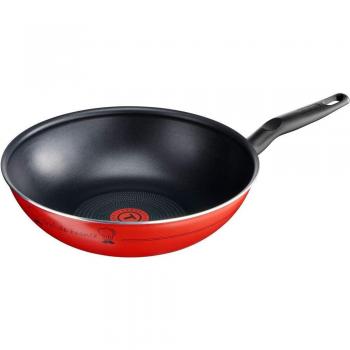 Wok Tefal Essential Chef de France (28cm) Rojo, Apto para Lavavajillas y Horno, Sin PFOA