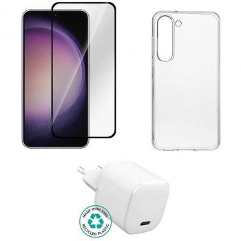 Kit Cargador Transparente eSTUFF para Samsung Galaxy S23 - Corriente Alterna Interior, Blanco