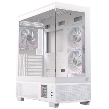 Torre Gaming Einarex S501D ATX Blanca con Cristal Panorámico y 3 Ventiladores RGB de 120 mm