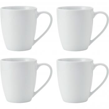 Mikasa Chalk Tazas de Porcelana, Juego de 4 Tazas Blancas para Té y Café, 380ml, Aptas para Lavavajillas y Microondas