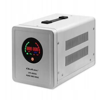 Qoltec UPS 800VA/560W - Sistema de Alimentación Ininterrumpida de Onda Sinusoidal Pura con AVR y Salida 12/230V