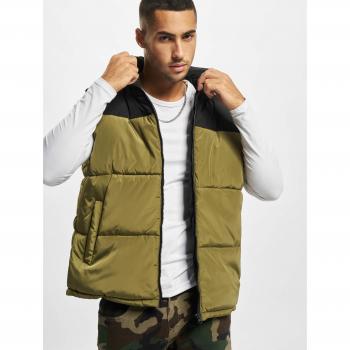 Urban Classics Men's Block Puffer Vest Black/Olive Green Size L