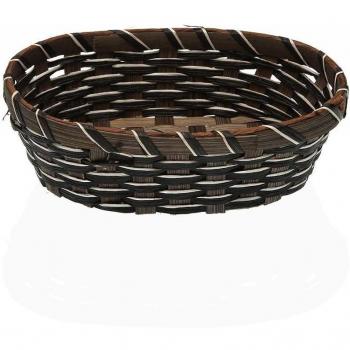 Cesta para el Pan Trenzada Bambú y Algas Marinas Negro y Blanco (15,5 x 6,5 x 21 cm)