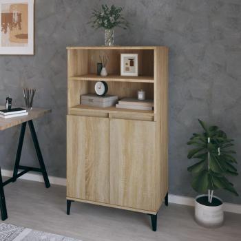 Aparador alto de madera contrachapada color roble 60x36x110 cm, mueble de almacenaje de salón, buffet para salón, armario auxiliar, armario de almacenamiento