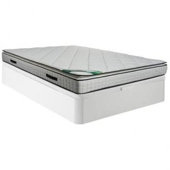 Conjunto Somier Canapé Blanco + Colchón de Espuma y Tela de Bambú 23 cm - 140 x 190 cm - ADANA de NATUREA