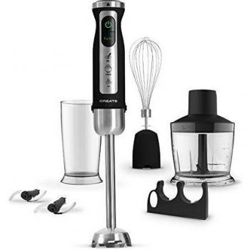 CREATE / FULLMIX PROTOOL / BATIDORA DE MANO / 4 Cuchillas de acero inoxidable recubiertas de Titanio /6 Accesorios / 7 velocidades + Turbo / 600ml / DC 1500W