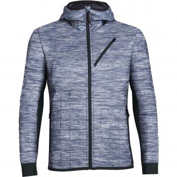 Icebreaker Hombre Helix Manga Larga Cremallera Capucha Mid capas, color gris/negro, pequeño