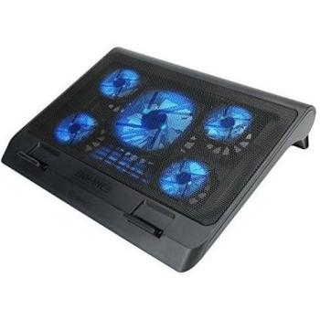 ENHANCE Soporte De Refrigeración Portátil con Ventiladores Led Cooler, Altura Ajustable Y Puerto USB Dual - 5 Ventiladores Ultra Silenciosos De Alto Rendimiento 2630 RPM - Azul