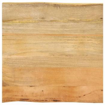 Mesa de madera maciza de mango con borde natural, dimensiones 60x60 cm y grosor de 3,8 cm