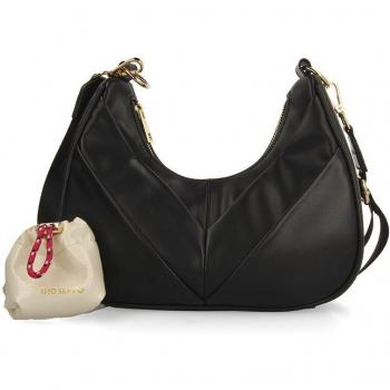 Bolso de hombro negro acolchado con doble asa - Gioseppo