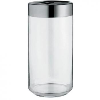 Alessi Julieta LC10 - Tarro de Cocina de Design Hermético, Cuerpo de Vidrio con Tapa de Acero Inoxidable 18/10, 150 Cl