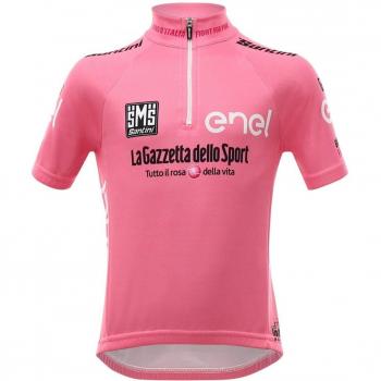 Santini Giro D'Italia 2017 Leaders Zip Camiseta de Manga Corta, Infantil, Rosa, S