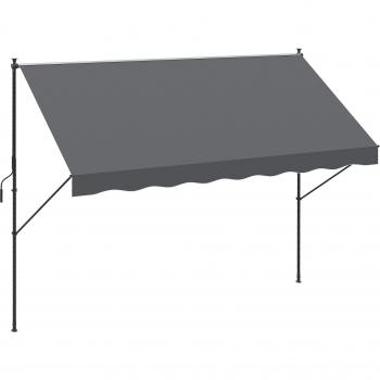 Toldo Manual Retráctil Outsunny 300x170x200-290 cm Ajustable con Manivela Protección Solar UV40+ Gris