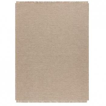 Alfombra de Yute 3652 Beige Oscuro con Flecos, Tejido Plano, 80x150 cm