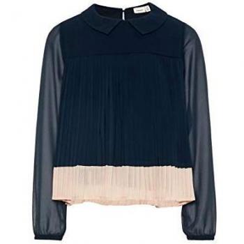 NAME IT NKFRIMO Pleat LS - Blusa para niña Zafiro Oscuro. 122 cm-128 cm