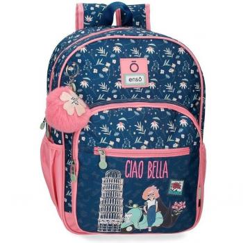 Enso Mochila Escolar Ciao Bella 38 cm con Bolsillos Laterales Fabricada en Poliéster Color Azul