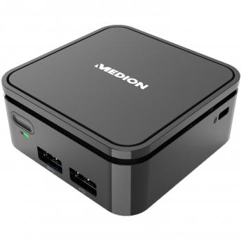 Medion Akoya S22001 - Mini PC de Sobremesa con Intel Celeron N3350, 2GB RAM, 32GB eMMC, Intel HD Graphics y Windows 10 Home en Color Gris