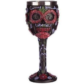 Puckator Cáliz Decorativa Coleccionable con diseño de Calavera del Día de los Muertos, Resina, Multicolor, Altura: 19 cm, Ancho: 7,5 cm, Profundidad: 8 cm.
