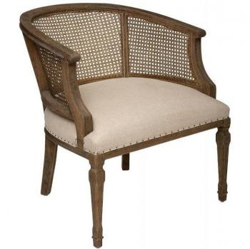 Sillón Cléon de Lino y Rejilla Beige para Hogar
