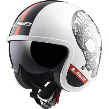 LS2 305992002XL LS2-Cascos de Moto Spitfire Inky XL, Hombre, Blanco/Negro/Rojo