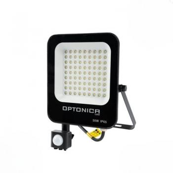 Proyector LED 50W con Sensor de Movimiento Crepuscular Extra Plano IP65 Negro - Blanco Neutro 4000K - 5500K
