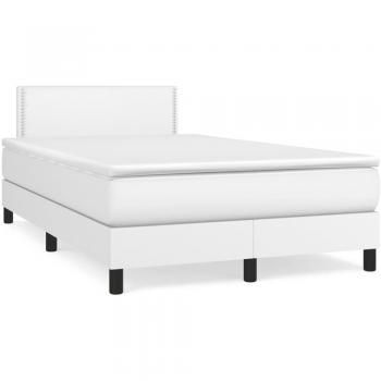Cama box spring con colchón de cuero sintético blanco 120x190 cm Vidaxl