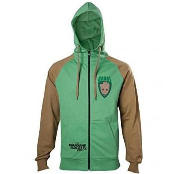 Meroncourt Marvel Comics Guardians of The Galaxy Vol. 2 Men's Groot Full Length Zipper Hoodie, Large, Green/Tan Sudadera con Capucha, Multicolor, L para Hombre